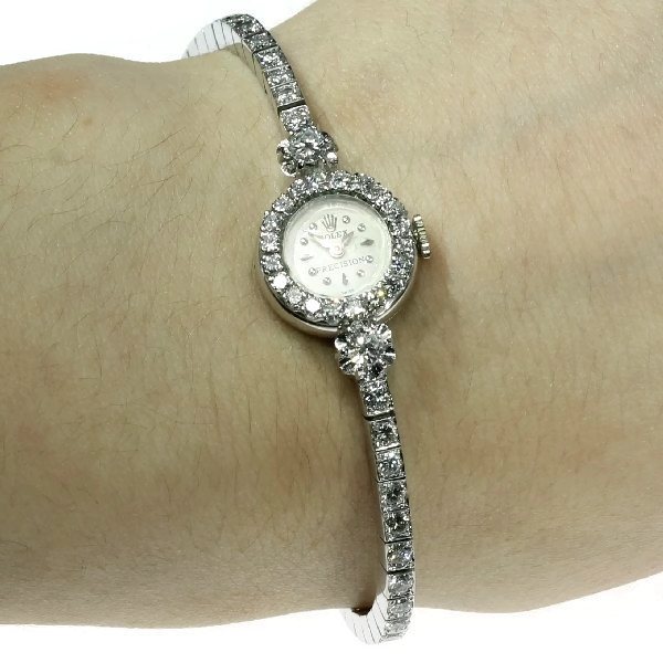 Vintage diamond ladies Rolex precision wrist watch Description by